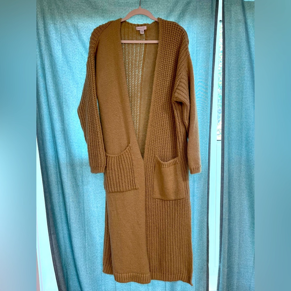 Top shop women’s maxi cardigan sweater beige size large